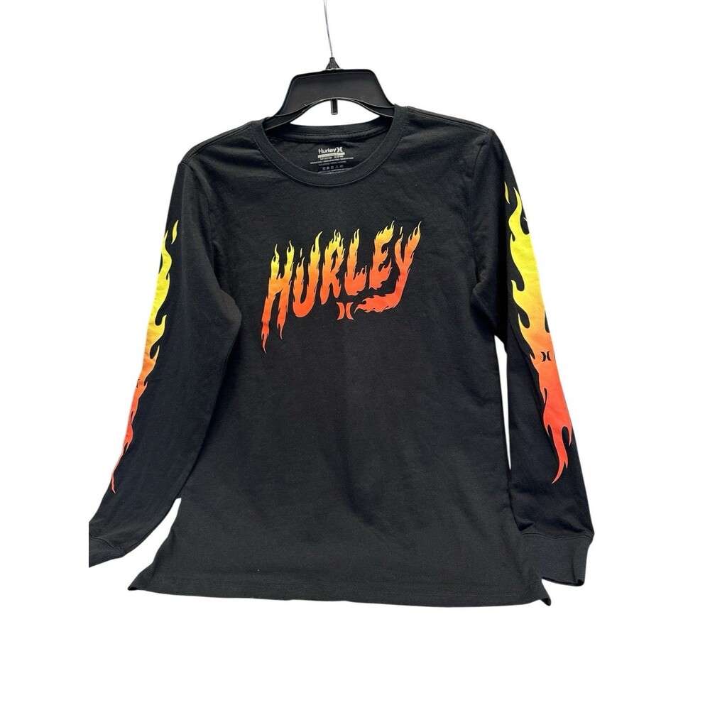 HURLEY UNISEX MATCH STIX FIRE GRAPHIC LONG-SLEEVE TEE SZ L